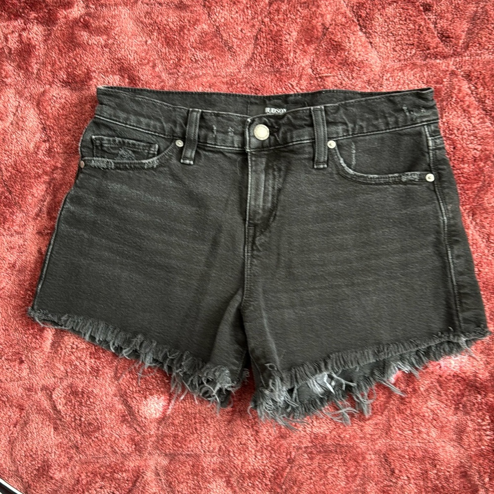 Hudson black denim cut off shorts. Size 26. Zip fly.